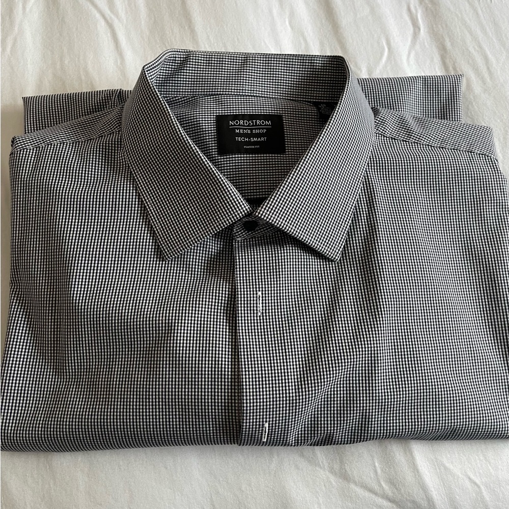 Nordstrom Men's Black and White Checkered Dress Shirt - Picture 8 of 10
